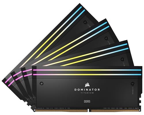 CORSAIR Dominator Titanium RGB DDR5 RAM 96GB (4x24GB) DDR5 6000MHz CL30 Intel XMP iCUE-Kompatibler Computerspeicher - Schwarz (CMP96GX5M4B6000C30) von Corsair