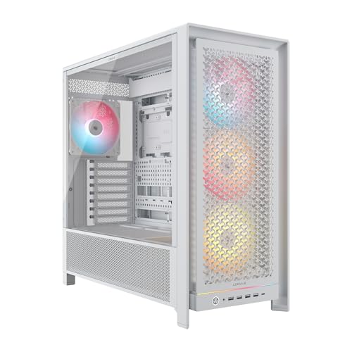 CORSAIR Frame 5000D RS ARGB Modulares Hohem Luftstrom Mid-Tower-PC-Gehäuse – 4X Vorinstallierte RS-Lüfter, InfiniRail-Lüfterbefestigungssystem, Kompatibel mit Reverse-Connector-Mainboards – Weiß von Corsair