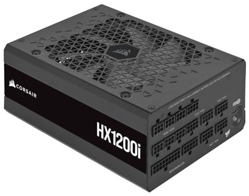 CORSAIR HX1200i Vollmodulares Extrem Geräuscharmes ATX-Netzteil - ATX 3.1 - Und PCIe 5.1-kompatibel - CORSAIR iCUE Software-Kompatibel - 80 PLUS Platinum-Effizienz - Schwarz von Corsair