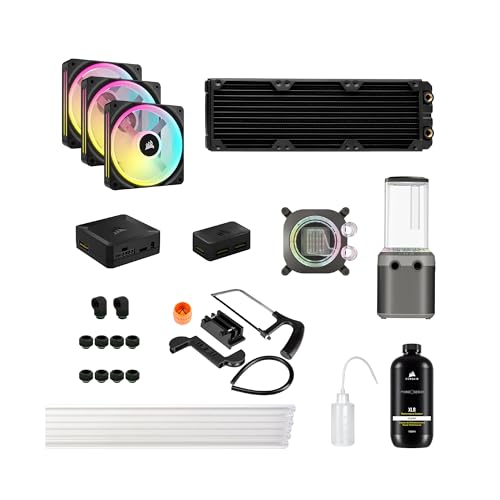 Corsair Hydro X Series iCUE LINK XH405i Individuelles Kühlungs-Kit – Hardline-Wasserkühlkreislauf – XC7 Elite CPU-Wasserkühler – XD5 Elite D5-Pumpe – 3X QX120 RGB-Lüfter – Stahlgrau von Corsair