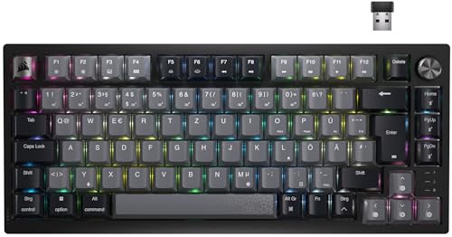 CORSAIR K65 Plus Wireless 75% RGB Hot-Swap-Fähige Mechanische Gaming-Tastatur - Vorgeschmierte MLX Red Linear Switches - Dual-Layer Sound Dampening - PBT Keycaps - QWERTZ DE - Schwarz CORSAIR K65 Plus Wireless 75% RGB Hot-Swap-Fähige Mechanische Gaming-Tastatur - Vorgeschmierte MLX Red Linear Switches - Dual-Layer Sound Dampening - PBT Keycaps - QWERTZ DE - Schwarz von Corsair