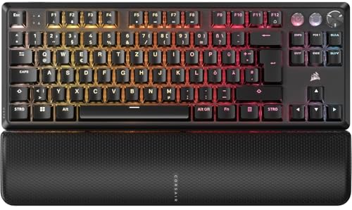 CORSAIR K70 PRO TKL RGB Mechanische Kabelgebundene Gaming-Tastatur – Geschmierte Hall-Effekt MGX Einstellbare Schalter, Gleichzeitiger SOCD und Rapid Trigger, PBT-Double-Shot, 8000Hz, QWERTZ – Schwarz von Corsair