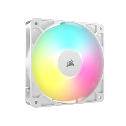 CORSAIR RS120 ARGB 120mm PWM-Lüfter – Daisy-Chain-Verbindung – Geräuscharm – Magnetisches Dome-Lager – Einzelpackung – Weiß CORSAIR RS120 ARGB 120mm PWM-Lüfter – Daisy-Chain-Verbindung – Geräuscharm – Magnetisches Dome-Lager – Einzelpackung – Weiß von Corsair