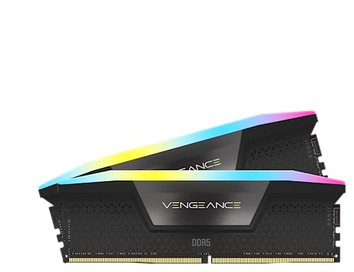 CORSAIR Vengeance RGB DDR5 RAM 64GB (4x16GB) 6000MHz CL36 Intel XMP 3.0 Desktop-Arbeitsspeicher – Schwarz (CMH64GX5M4B6000C36) von Corsair