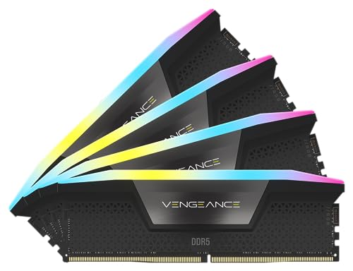 CORSAIR Vengeance RGB DDR5 RAM 96GB (4x24GB) 5600MHz CL40 Intel XMP iCUE iCUE Kompatibler Computerspeicher - Schwarz (CMH96GX5M4B5600C40) von Corsair