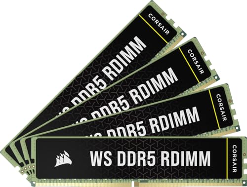 CORSAIR WS DDR5 ECC RDIMM 64GB (4x16GB) 5600MHz CL40 Intel XMP 3.0 Workstation-Speicher - Schwarz (CMA64GX5M4B5600C40) von Corsair