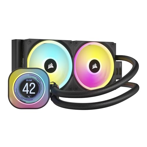 CORSAIR iCUE LINK H100i LCD-Flüssig-CPU-Kühler - 240mm AIO - QX120 RGB-Lüfter - 2,1" IPS-LCD-Bildschirm - Passend Für Intel LGA 1700, AMD AM5 - iCUE LINK System Hub im Lieferumfang Enthalten - Schwarz CORSAIR iCUE LINK H100i LCD-Flüssig-CPU-Kühler - 240mm AIO - QX120 RGB-Lüfter - 2,1" IPS-LCD-Bildschirm - Passend Für Intel LGA 1700, AMD AM5 - iCUE LINK System Hub im Lieferumfang Enthalten - Schwarz von Corsair