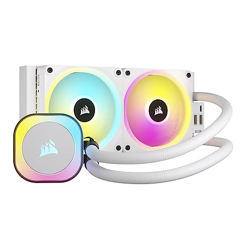 Corsair iCUE LINK H100i RGB Flüssig-CPU-Kühler - 240mm AIO - QX120 RGB-Lüfter - Passend Für Intel® LGA 1700, AMD® AM5 - iCUE LINK System Hub Enthalten - Weiß von Corsair