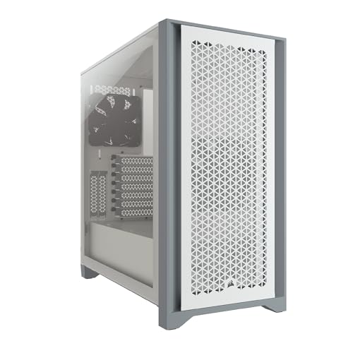Corsair 4000D Airflow Mid-Tower-ATX-Gehäuse mit Gehärtetem Glas (Frontverkleidung Hohen Luftdurchsatz, Seitenabdeckung, Zwei im Lieferumfang 120-mm-Lüfter) Weiß, CC-9011201-WW von Corsair