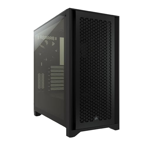 Corsair 4000D Airflow Tempered Glass Mid-Tower ATX-Gehäuse (High Airflow Front Panel, Tempered Glass Side Panel, Geräumiger Innenraum, Zwei 120-mm-Lüfter enthalten) Schwarz von Corsair