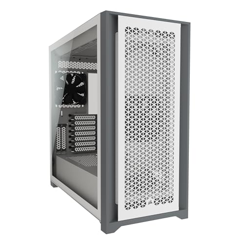 Corsair 5000D Airflow Mid-Tower-ATX-PC-Gehäuse mit Gehärtetem Glas (Frontverkleidung für Hohen Luftdurchsatz, RapidRoute-Kabelführungssystem, Zwei Enthaltene 120-mm-Lüfter) Weiß von Corsair