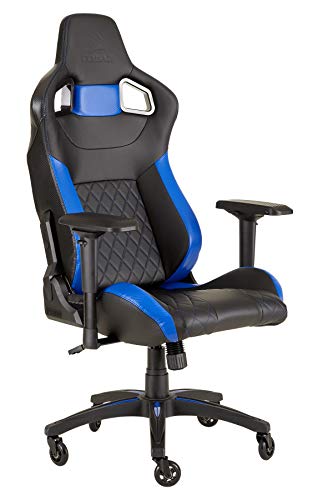 Corsair T1 Race - Kunstleder Gaming Rennsport Stuhl (Einfache Montage, Ergonomisch Schwenkbar, Verstellbare Sitzhöhe & 4D Armlehnen, Komfortable breite Sitzfläche mit hoher Rückenlehne) Blau von Corsair