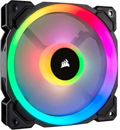 Corsair LL120 RGB LED PWM PC-Gehäuselüfter (120mm Dual Licht Loop RGB LED, Einzelverpackung) schwarz, 1 x 120 mm Lüfter von Corsair