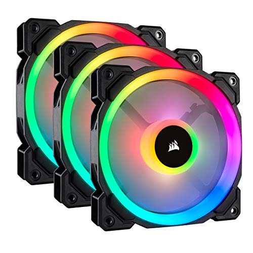 Corsair LL120 RGB LED PWM PC-Gehäuselüfter (120mm Dual Licht Loop RGB LED, Dreierpack mit Lighting Node PRO) schwarz von Corsair