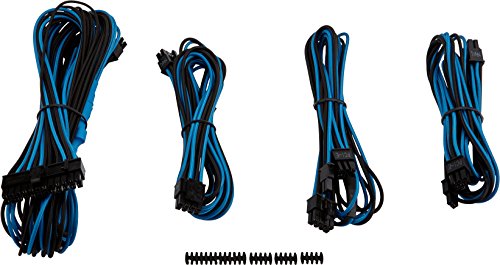 Corsair CP-8920150 Premium Sleeved "RMi-, RMx,- SF und Typ4 (Generation 3)-Serie" Netzteil Starter-Kabel-Set blau/schwarz von Corsair