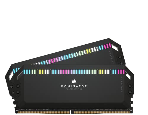 Corsair DOMINATOR PLATINUM RGB DDR5 RAM 32GB (2x16GB) 6000MHz CL36 Intel XMP iCUE Kompatibel Computer Speicher - Schwarz (CMT32GX5M2E6000C36) von Corsair