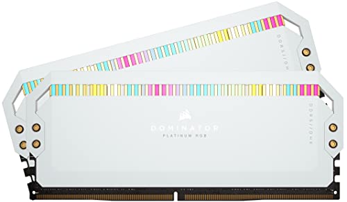 Corsair DOMINATOR PLATINUM RGB DDR5 RAM 64GB (2x32GB) 5600MHz CL40 Intel XMP iCUE Kompatibel Computer Speicher - Weiß (CMT64GX5M2B5600C40W) von Corsair