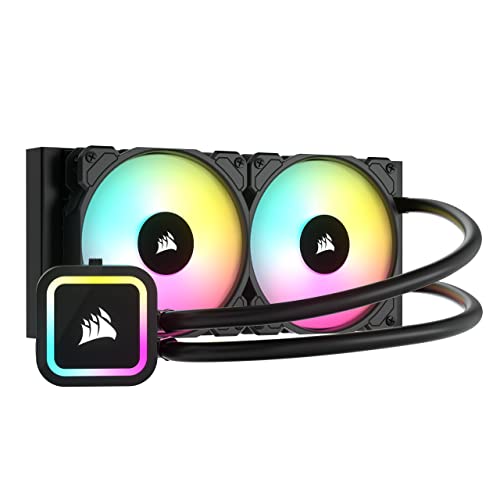 Corsair H100x RGB Elite CPU-Flüssigkeitskühler, Kompatibel mit Desktop - 16 Dynamische RGB-LEDs - SP120 RGB Elite Series PWM-Lüfter - Sockel Intel® LGA 1700, 1200, 115X, 2066, AMD® AM5/AM4 - Schwarz von Corsair