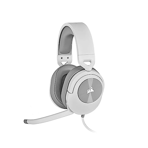 CORSAIR HS55 SURROUND Leichtes Kabelgebundenes Multiplattform-Gaming-Headset - Dolby 7.1 Surround Sound - iCUE-Kompatibel - PC, Mac, PS5, PS4, Xbox, Nintendo Switch, Mobile - Weiß von Corsair