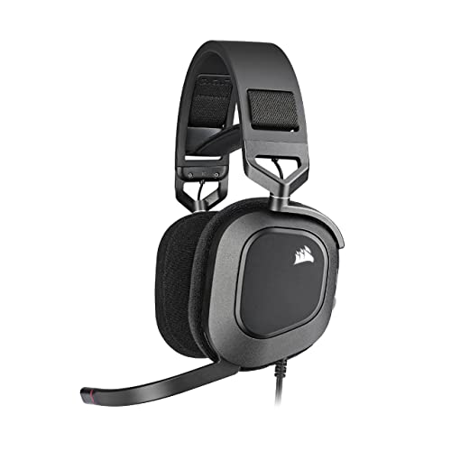 Corsair HS80 RGB USB Gaming-Headset mit Dolby Audio 7.1-Surround-Sound (Mikrofon in Broadcast-Qualität, Ohrmuscheln aus Memory-Schaumstoff, Hi-Fi-Sound, Robuste Konstruktion) Karbon, Schwarz von Corsair