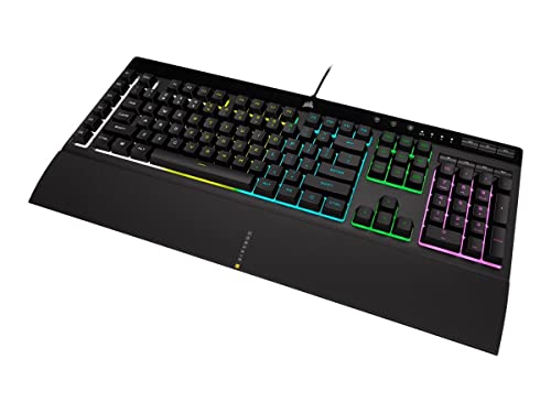 Corsair K55 RGB PRO Gaming Tastatur mit Membran-Tasten, RGB Dynamische Hintergrundbeleuchtung, 6 Makro-Tasten mit Integration Elgato Software, Staub- und Auslauffestigkeit, QWERTY, Schwarz von Corsair