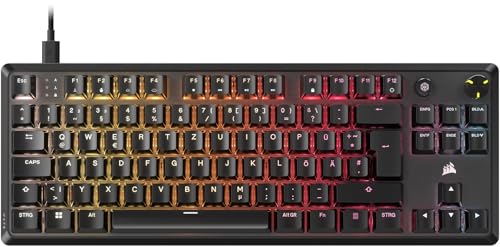 CORSAIR K70 CORE TKL RGB Mechanische Tenkeyless-Gaming-Tastatur – Vorgeschmierte CORSAIR MLX Red v2 Linear Switches – SOCD – Zweischichtige Schalldämpfung – ABS Keycaps – QWERTZ DE – Schwarz von Corsair