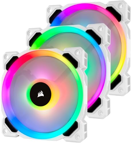 Corsair LL120 RGB LED PWM PC-Gehäuselüfter (120mm Dual Licht Loop RGB LED, Dreierpack mit Lighting Node PRO) weiß von Corsair