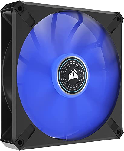 Corsair ML140 LED ELITE, 140mm PWM-Lüfter mit LEDs (CORSAIR AirGuide-Technologie, Magnetschwebelager, Bis zu 1.600 U/min, acht helle LEDs, Geräuscharm, Hoher Luftstrom) Einzelpackung - Blau von Corsair