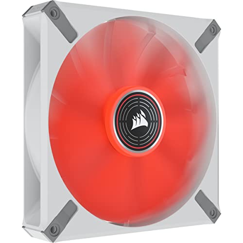 Corsair ML140 LED ELITE, 140mm PWM-Lüfter mit weißer Rahmen (CORSAIR AirGuide-Technologie, Magnetschwebelager, Bis zu 1.600 U/min, acht helle LEDs, Geräuscharm, Hoher Luftstrom) Einzelpackung - Rot von Corsair