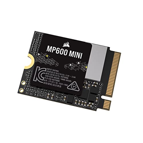 Corsair MP600 Mini 1TB M.2 NVMe PCIe x4 Gen4 2 SSD - M.2 2230 - Bis zu 4.800MB/Sek. Sequentielles Lesen - Hohe Dichte 3D TLC NAND - Ideal Für Steam Deck und Microsoft Surface - Schwarz von Corsair