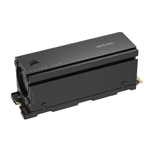 Corsair MP700 PRO Mit Luftkühler 2TB M.2 PCIe Gen5 x4 NVMe 2.0 SSD - M.2 2280 - Bis zu 12.400MB/sec Sequentielles Lesen - High-Density TLC NAND - Schwarz von Corsair