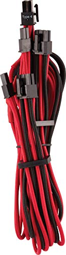 Corsair Premium Sleeved Netzteil 6+2 pin-Polig-PCIe-Dual-Kabel Typ4 (Generation 4-Serie) Rot/Schwarz von Corsair