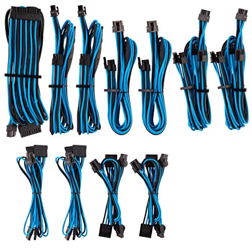 Corsair Premium Sleeved Netzteil Pro-Kabel-Set Typ4 (Generation 4-Serie) Blau/Schwarz von Corsair