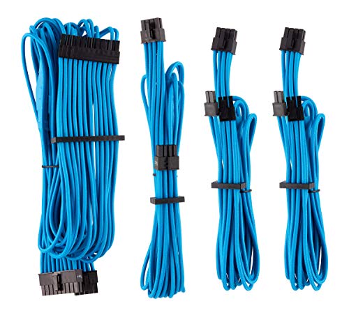 Corsair Premium Sleeved Netzteil Starter-Kabel-Set Typ4 (Generation 4-Serie) Blau von Corsair