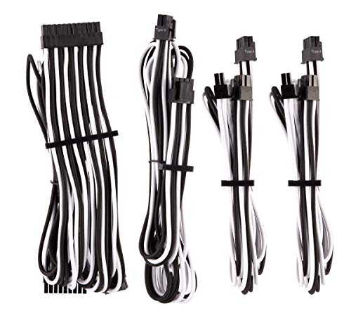 Corsair Premium Sleeved Netzteil Starter-Kabel-Set Typ4 (Generation 4-Serie) Weiß/Schwarz von Corsair