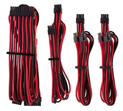 Corsair Premium Sleeved Netzteil Starter-Kabel-Set Typ4 (Generation 4-Serie) Rot/Schwarz von Corsair