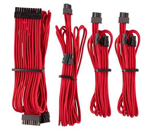 Corsair Premium Sleeved Netzteil Starter-Kabel-Set Typ4 (Generation 4-Serie) Rot von Corsair