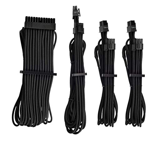 Corsair Premium Sleeved Netzteil Starter-Kabel-Set Typ4 (Generation 4-Serie) Schwarz von Corsair