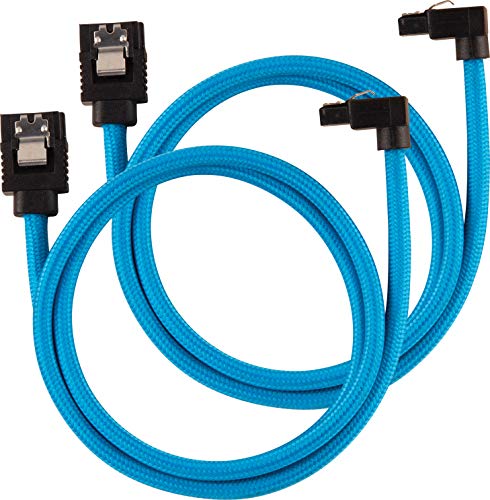 Corsair Premium Sleeved SATA 3 Kabel gewinkelt / gerade (6Gbps, 60 cm 90°) Blau von Corsair