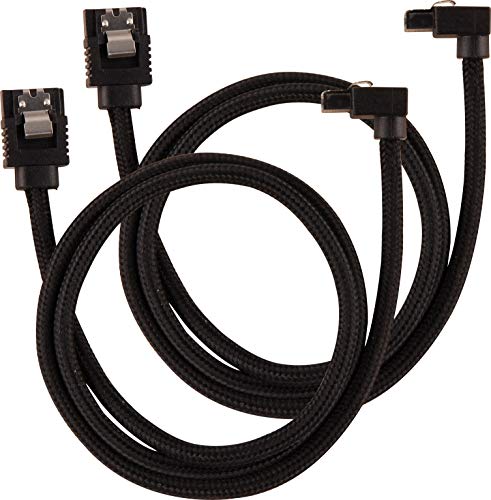 Corsair Premium Sleeved SATA 3 Kabel gewinkelt / gerade (6Gbps, 60 cm 90°) Schwarz von Corsair