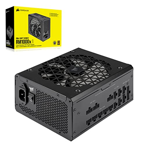 Corsair RM1000x Shift Vollmodulares ATX-Netzteil - Modulare Seitenschnittstelle - ATX 3.0- & PCIe 5.0-kompatibel - Null-Drehzahl-Lüftermodus - 105°C-Kondensatoren - 80 Plus Gold-Effizienz - Schwarz von Corsair