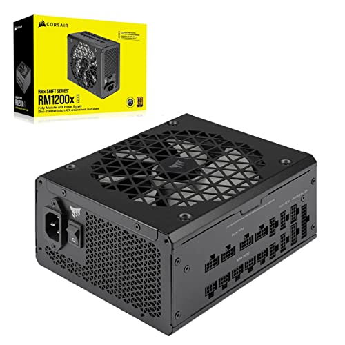 Corsair RM1200x SHIFT Vollmodulares ATX-Netzteil - Modulare Seitenschnittstelle - ATX 3.1- & PCIe 5.1-kompatibel - Null-Drehzahl-Lüftermodus - 105°C-Kondensatoren - 80 PLUS Gold-Effizienz - Schwarz Corsair RM1200x SHIFT Vollmodulares ATX-Netzteil - Modulare Seitenschnittstelle - ATX 3.1- & PCIe 5.1-kompatibel - Null-Drehzahl-Lüftermodus - 105°C-Kondensatoren - 80 PLUS Gold-Effizienz - Schwarz von Corsair