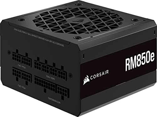 Corsair RM850e (2023) Vollmodulares, Geräuscharmes ATX-Netzteil - 3.0- Und PCIe 5.0-kompatibel - 105°C-Kondensatoren - 80 Plus Gold-Effizienz - Modern Standby-Unterstützung - Schwarz von Corsair