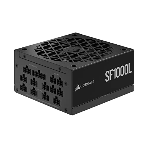 Corsair SF1000L Vollmodulares, Geräuscharmes SFX-Netzteil - ATX 3.0- Und PCIe 5.0-Kompatibel - Leiser 120-mm-PWM-Lüfter - 80 Plus Gold-Effizienz - Null-Drehzahl-Modus - 105°C-Kondensatoren - Schwarz von Corsair