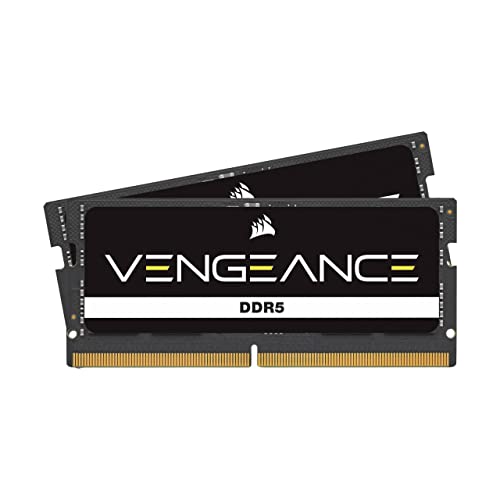 Corsair VENGEANCE SODIMM DDR5 RAM 32GB (2x16GB) 4800MHz CL40 Intel XMP iCUE Kompatibel Computer Speicher - Schwarz (CMSX32GX5M2A4800C40) von Corsair