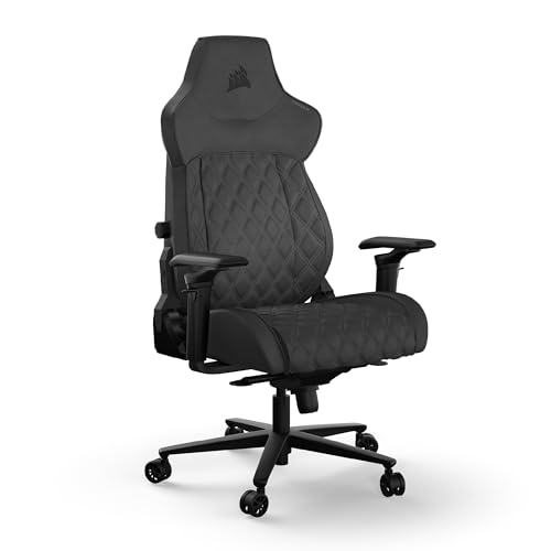 Corsair TC500 Luxe Gaming-Stuhl – Hochwertiger Atmungsaktiver Stoff – Breite Sitzfläche – In Fünf Richtungen Verstellbare Armlehnen – Verstellbare Lendenstütze – Neigung von 90–160 Grad – Schatten von Corsair
