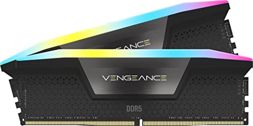 Corsair VENGEANCE RGB DDR5 RAM 48GB (2x24GB) 6400MHz CL36 Intel XMP iCUE Kompatibel Computer Speicher - Schwarz (CMH48GX5M2B6400C36) von Corsair