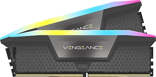 CORSAIR VENGEANCE RGB DDR5 RAM 32GB (2x16GB) 6000MHz CL30-36-36-76 1.40V AMD EXPO Intel XMP 3.0 Desktop-Arbeitsspeicher – Grau (CMH32GX5M2B6000Z30K) von Corsair