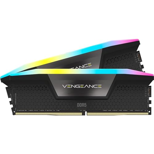 Corsair VENGEANCE RGB DDR5 RAM 48GB (2x24GB) 6400MHz CL36 Intel XMP iCUE Kompatibel Computer Speicher - Schwarz (CMH48GX5M2B6400C36) von Corsair