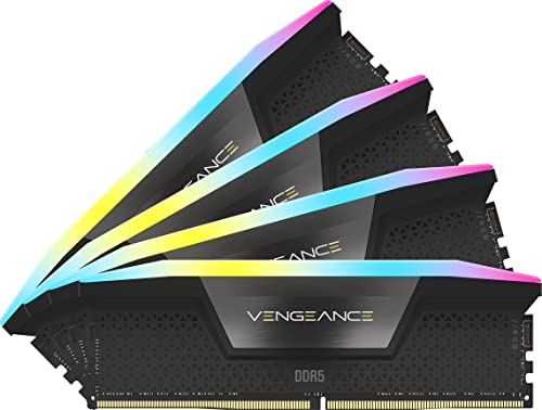 Corsair VENGEANCE RGB DDR5 RAM 64GB (4x16GB) 6400MHz CL32 Intel XMP iCUE Kompatibel Computer Speicher - Schwarz (CMH64GX5M4B6400C32) von Corsair